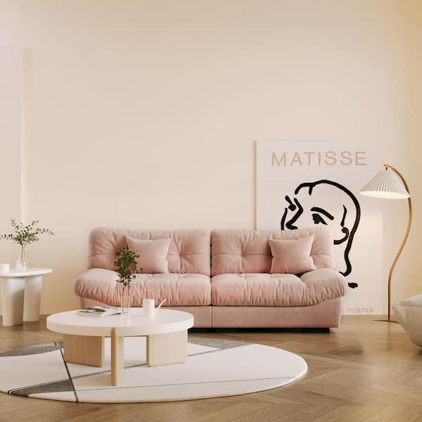 Magic Home 89 in. Armless Modular 2-Piece Anti Cat Scratch Microfiber Cloud Sectional Sofa Lounge Loveseat for Apartment in Pink
