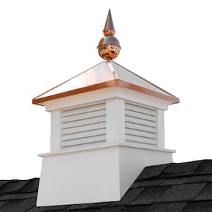 Manchester 18 in. x 18 in. x 35 in. H Square Vinyl Cupola with Avalon Copper Finial