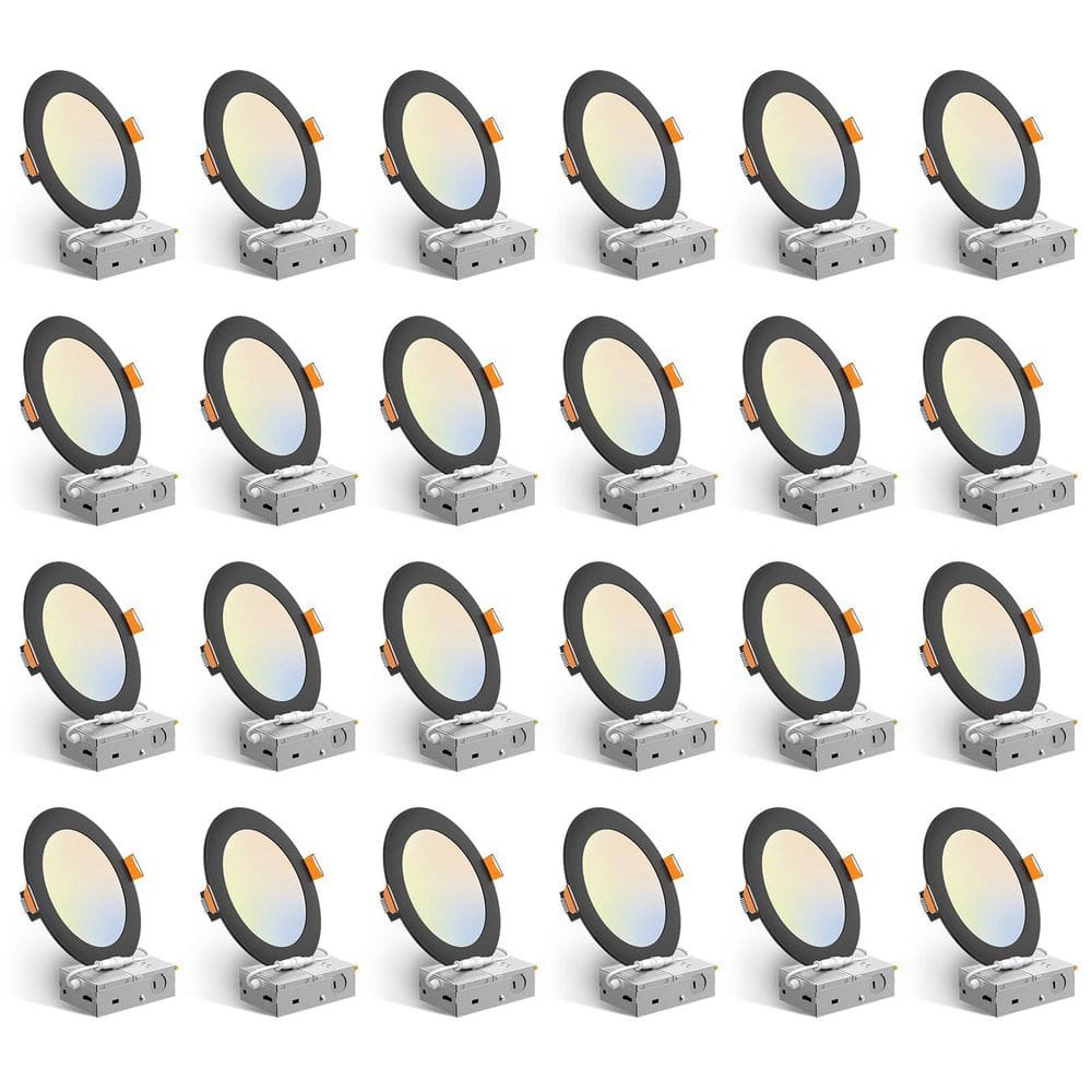 24 Pack 6 Inch 5CCT Ultra-Thin Integrated LED Recessed Ceiling Light with Junction Box, 1050LM, Dimmable, 12W, ETL price history on PriceWatchPro