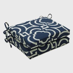 18.5 in. x 16 in. Outdoor Dining Chair Cushion in Blue/White (Set of 2)