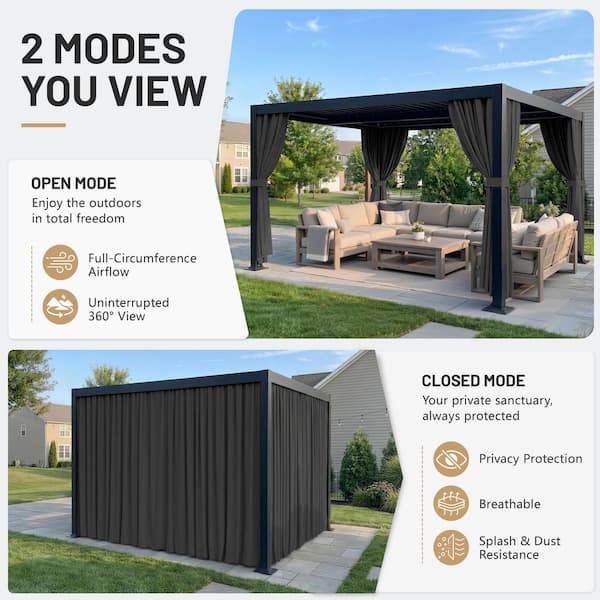 WNP 12 ft. x 20 ft. Universal Outdoor Privacy Curtains, Gazebo