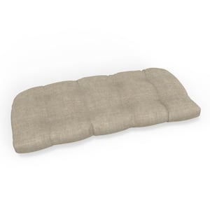 Solid Twill 44 in W x 5 in H Rectangular Outdoor Tufted Wicker Loveseat Bench Cushion 1-Count in Splash Wheat