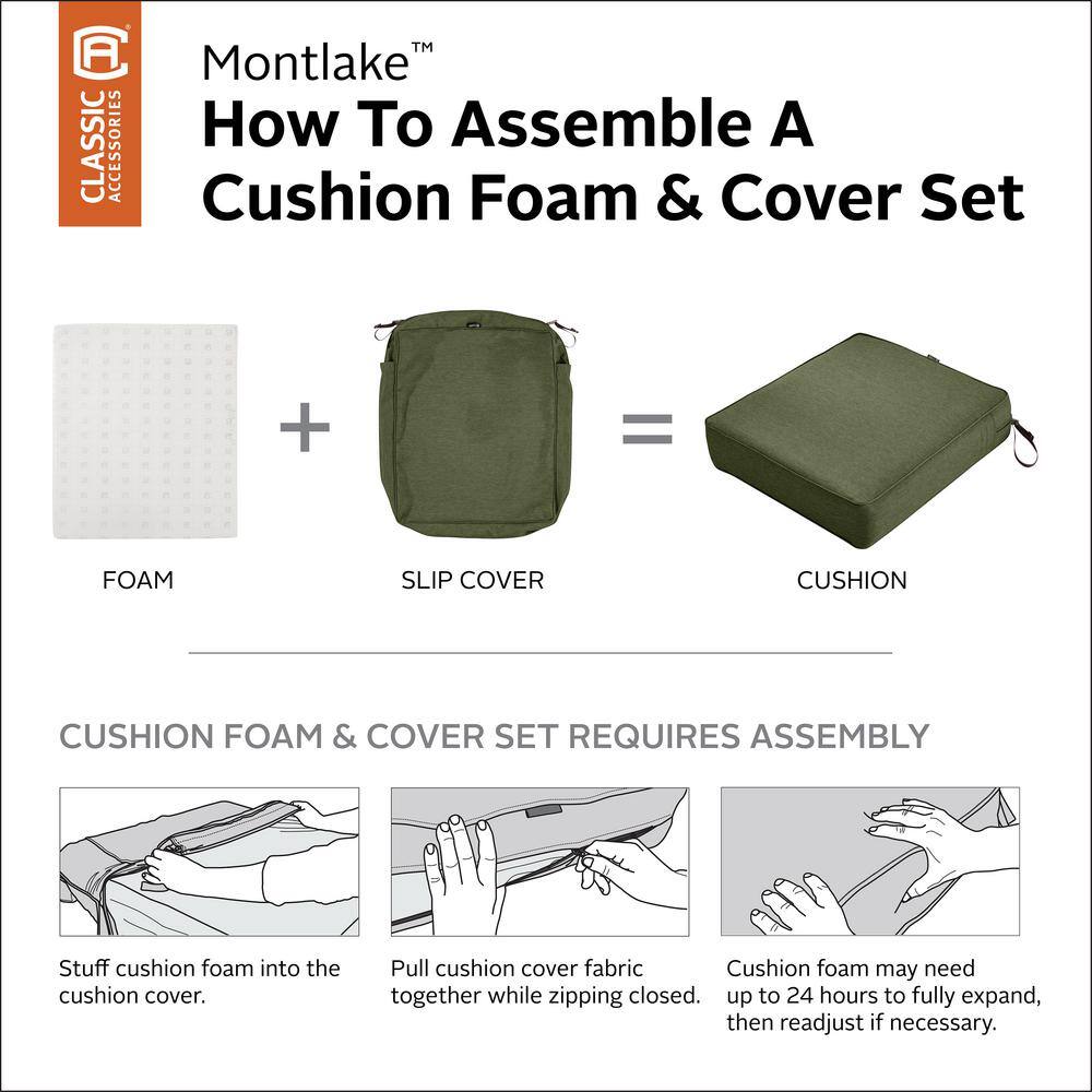 Heather Fern Green Water-Resistant Square Outdoor Seat Cushion