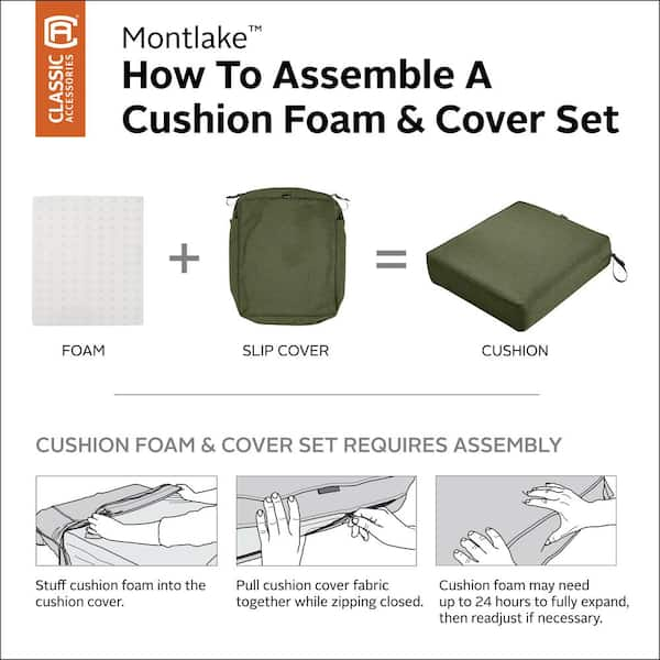 Classic Accessories 20 x 20 x 2 inch Contoured Patio Cushion Foam