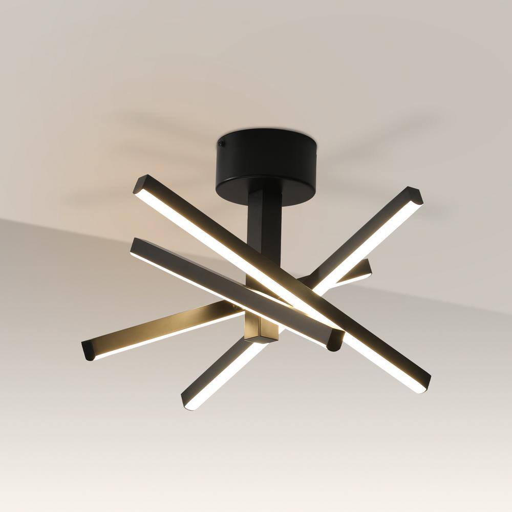 Black Aluminum Modern LED Semi-Flush Mount Ceiling Light