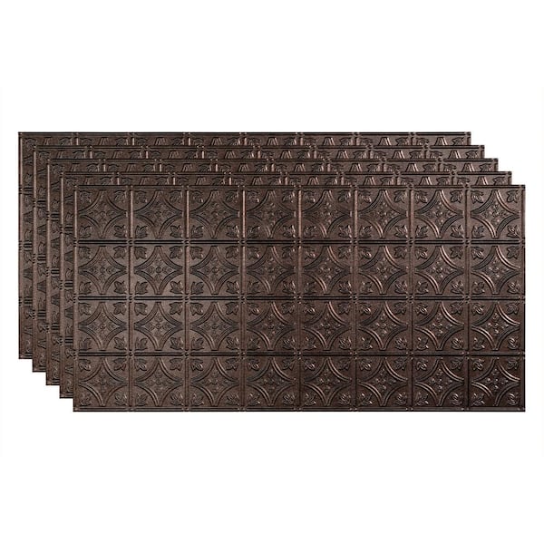 Traditional #1 2 ft. x 4 ft. Glue Up Vinyl Ceiling Tile in Smoked Pewter (40 sq. ft.)