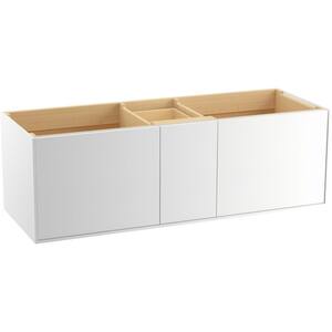 Jute 60 in. W x 22 in. D x 20 in. H Double Sink Floating Bath Vanity in Linen White with White Quartz Top