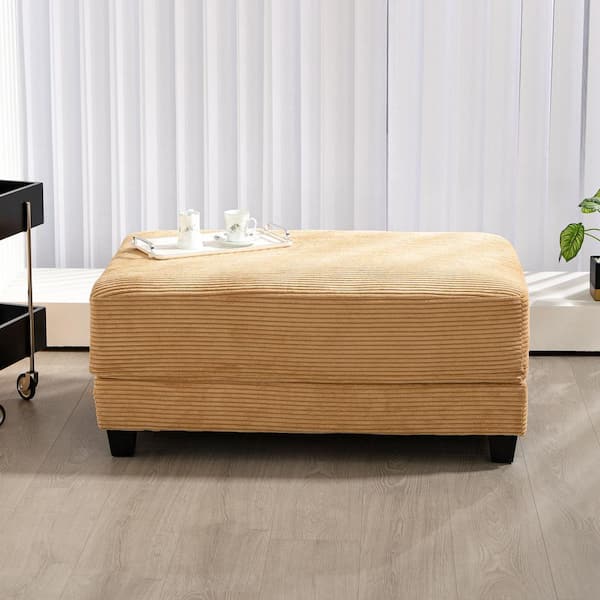 JEAREY Yellow Corduroy Ottoman for Sectional Sofa