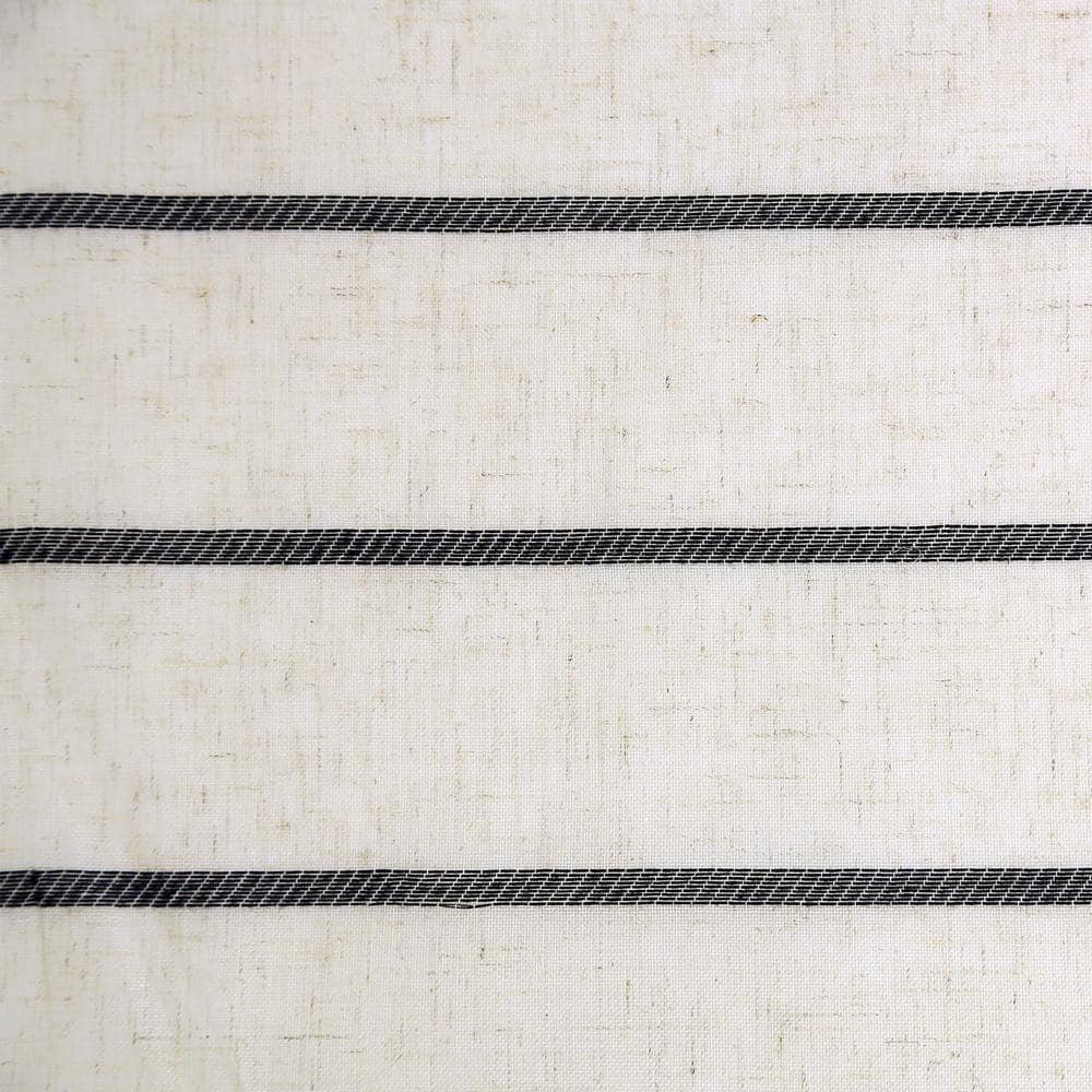 Black and Beige Linen Blend Twill Stripe Sheer Kitchen Curtain Pair
