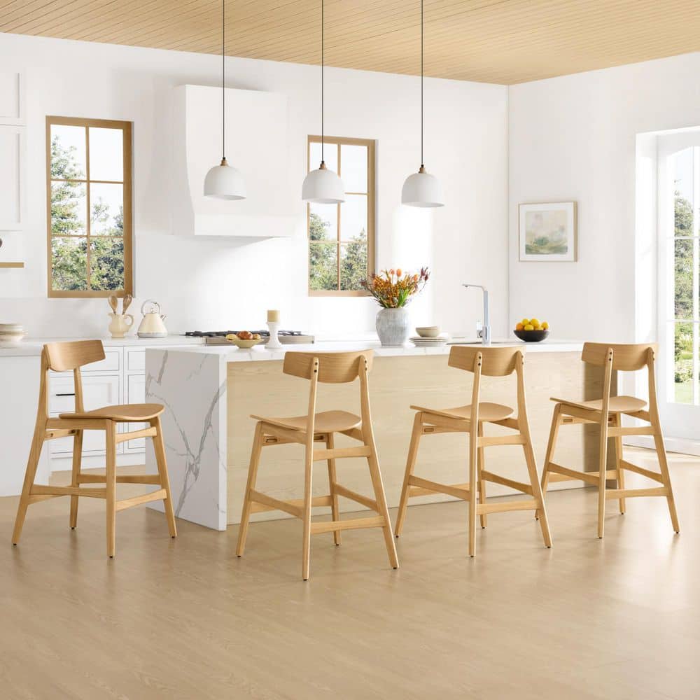 Anderson 39.8 in. H Oak Wood Modern Counter Height Bar Stools with Saddle Seat and Footrest for Dining Room(Set of 4) price history on PriceWatchPro