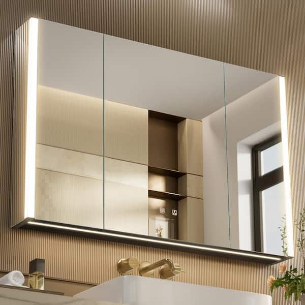 41 in. W x 28 in. H Large Rectangular Wall Mount LED Lighted Medicine Cabinet with Mirror