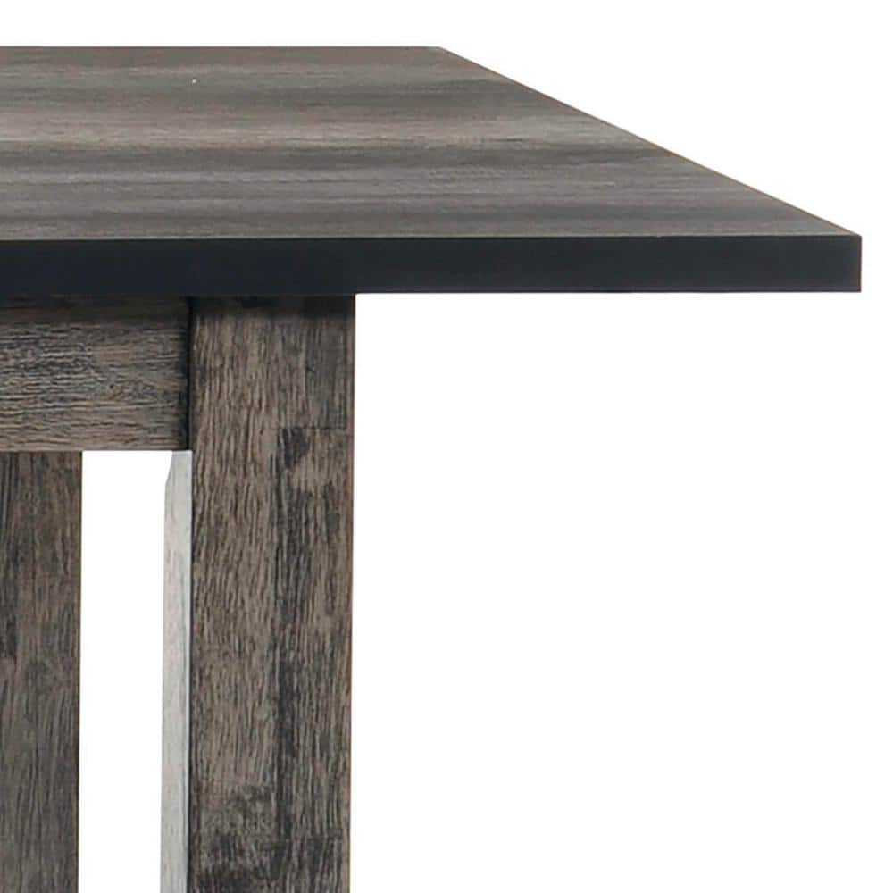 Grayson Rustic Farmhouse 7PC Dining Set with Gray Oak Finish and Black Faux Leather Chairs
