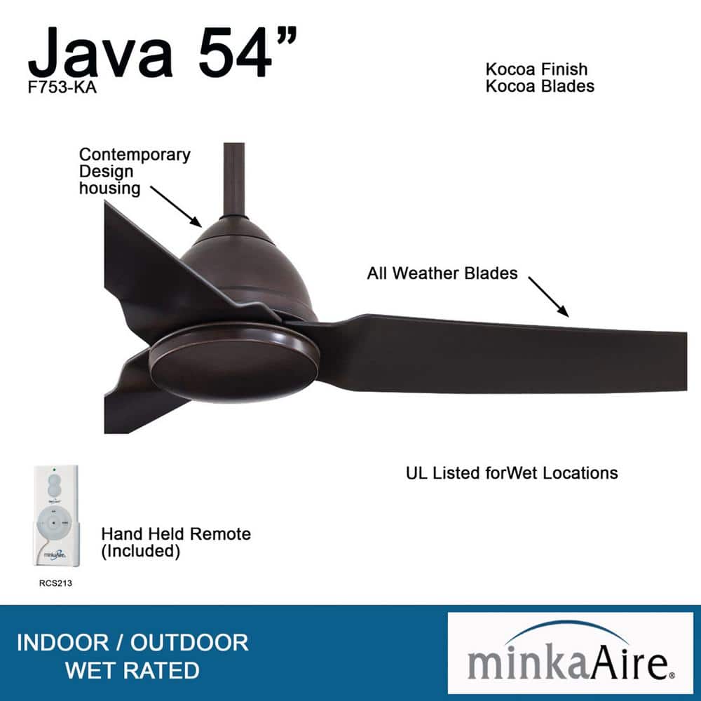 54" Kocoa Low Profile 3-Blade Ceiling Fan with Remote
