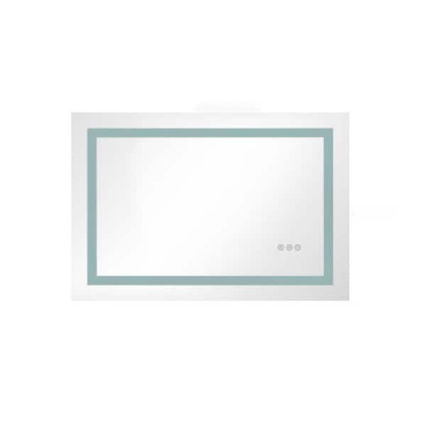 Polibi 36 in. W x 28 in. H Rectangular Frameless Wall Mounted LED Light Bathroom Vanity Mirror, Anti-Fog and Dimmer Function