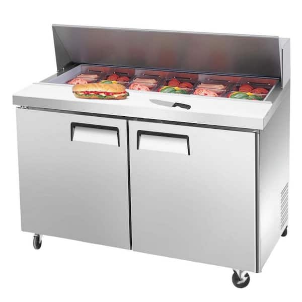 48 in.W 9.5 cu. ft. Prep Table Commercial Refrigerator in Stainless Steel