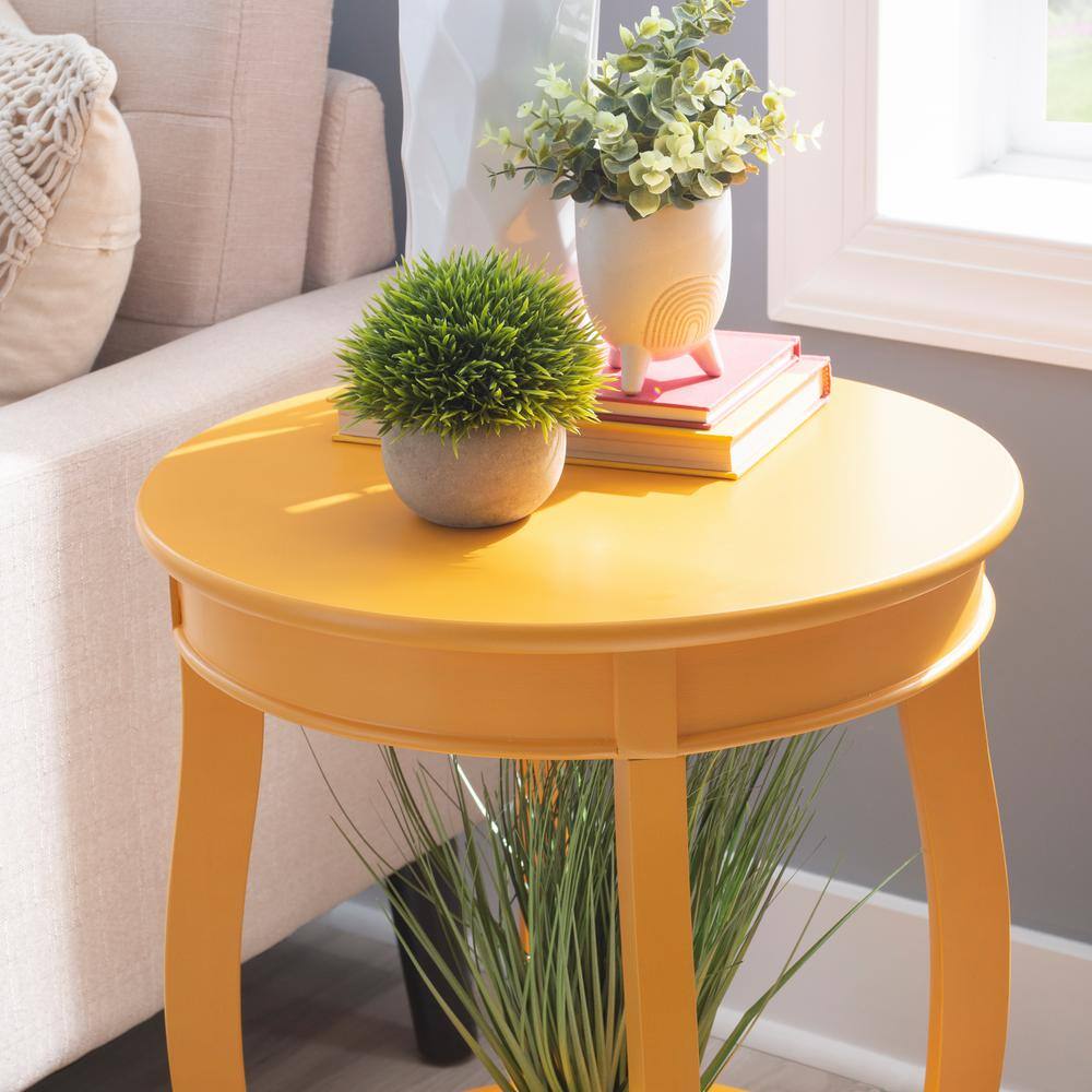 Justine 18 in. Hazelnut Round Wood Side End Table with Shelf - thumbnail 5