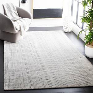 Abstract Ivory/Grey 6 ft. x 6 ft. Abstract Striped Square Area Rug