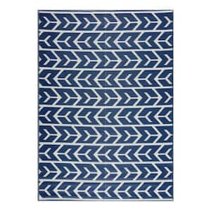 Amsterdam Navy and Creme 6 ft. x 9 ft. Folded Reversible Recycled Plastic Indoor/Outdoor Area Rug-Floor Mat