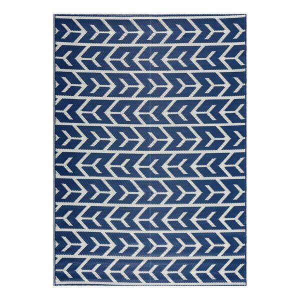 PLAYA RUG Amsterdam Navy and Creme 6 ft. x 9 ft. Folded Reversible Recycled Plastic Indoor/Outdoor Area Rug-Floor Mat