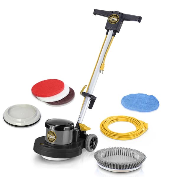 Commercial Corded Multisurface Cleaner in Gray with Heavy Duty Single Pad Polisher Buffer Scrubber and 5 Pads
