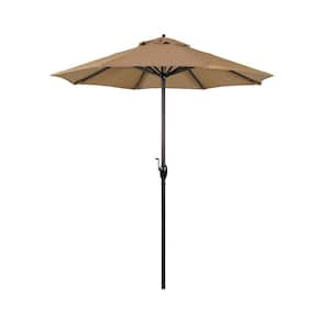 7.5 ft. Bronze Aluminum Market Auto-Tilt Crank Lift Patio Umbrella in Terrace Sequoia Olefin