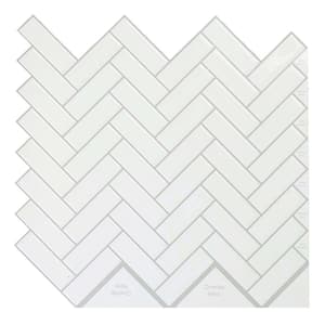 11.8 in. x 11.8 in. x 0.04 in. H White Vinyl Peel and Stick Backsplash Tile for Kitchen and Bathroom (10-Pack)