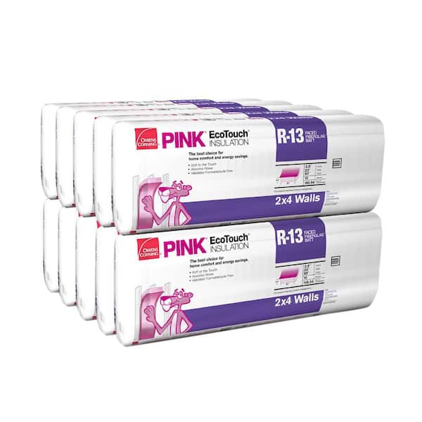 R-13 EcoTouch PINK Kraft Faced Insulation Fiberglass Insulation Batt 23 in. x 93 in. (10-Bags)