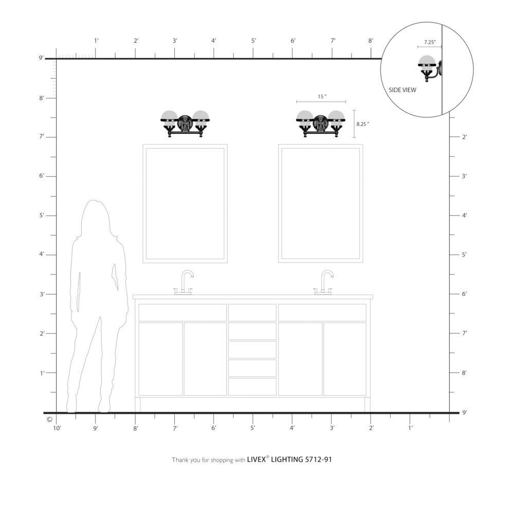 Sleek Industrial Brushed Nickel 2-Light Vanity with Satin Opal White Glass