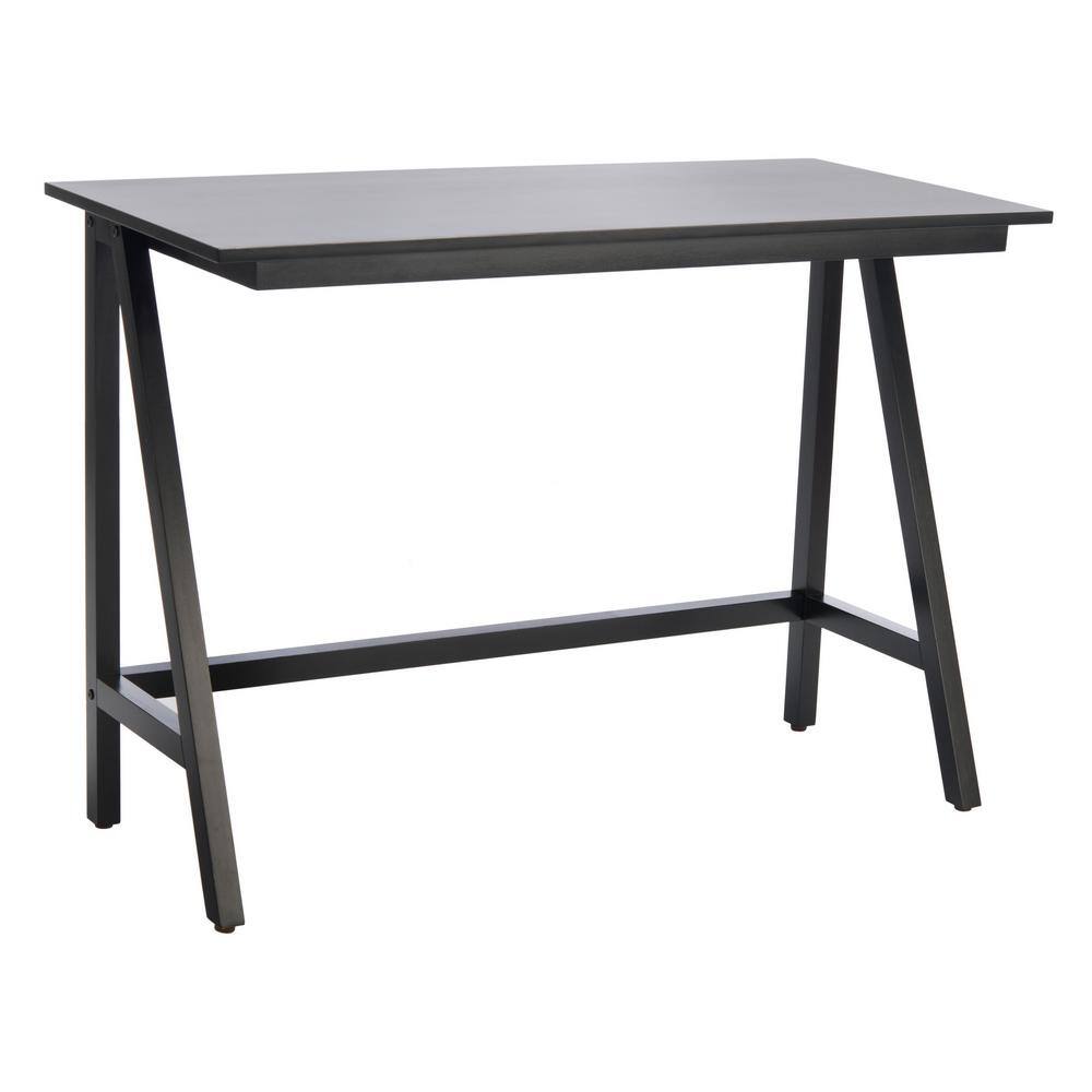 Asymmetrical Black Mahogany Writing Desk with Drawer