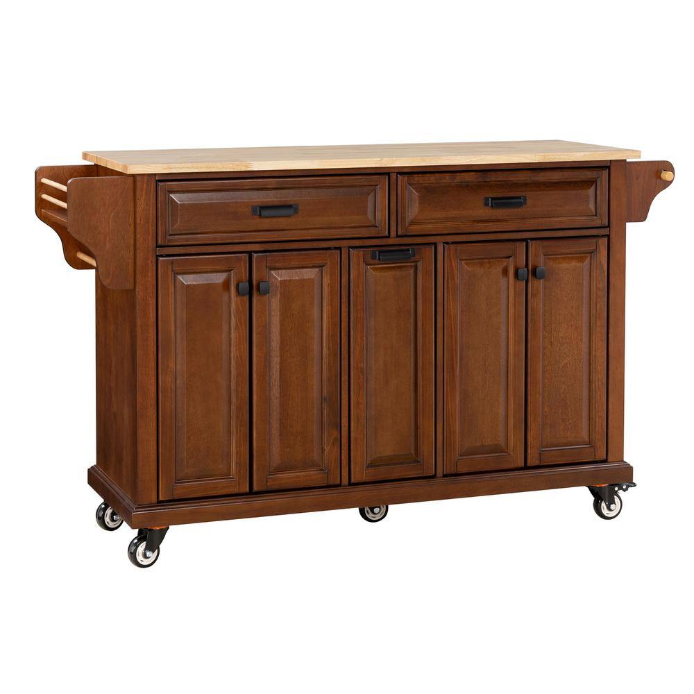 Mahogany Rubber wood Kitchen Cart with Towel Rack and Spice Rack