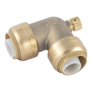3/4 in. Brass 90-Degree Push-to-Connect Elbow Fitting with Drain