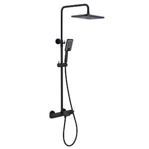 3-Spray Patterns 11.4 in. x 7.5 in. Fixed and Handheld Shower Head Wall Mount Dual Shower Heads 1.8 GPM in Matte Black