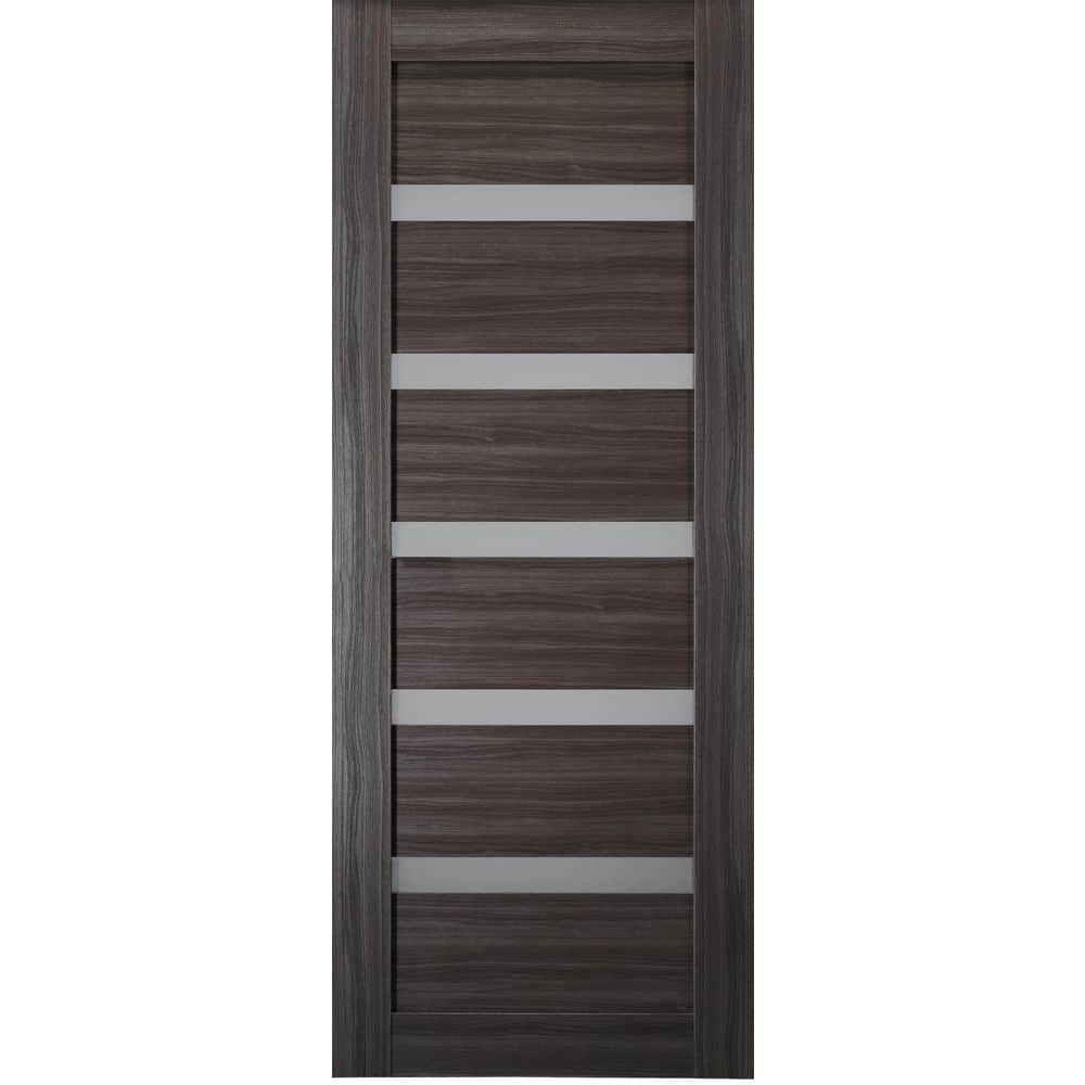Leora N 32 in. x 96 in. No Bore 7-Lite Frosted Glass Gray Oak Solid Composite Core Wood Interior Door Slab price history on PriceWatchPro