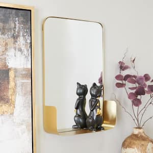 22 in. x 16 in. 1 Shelf Rectangle Framed Gold Wall Mirror