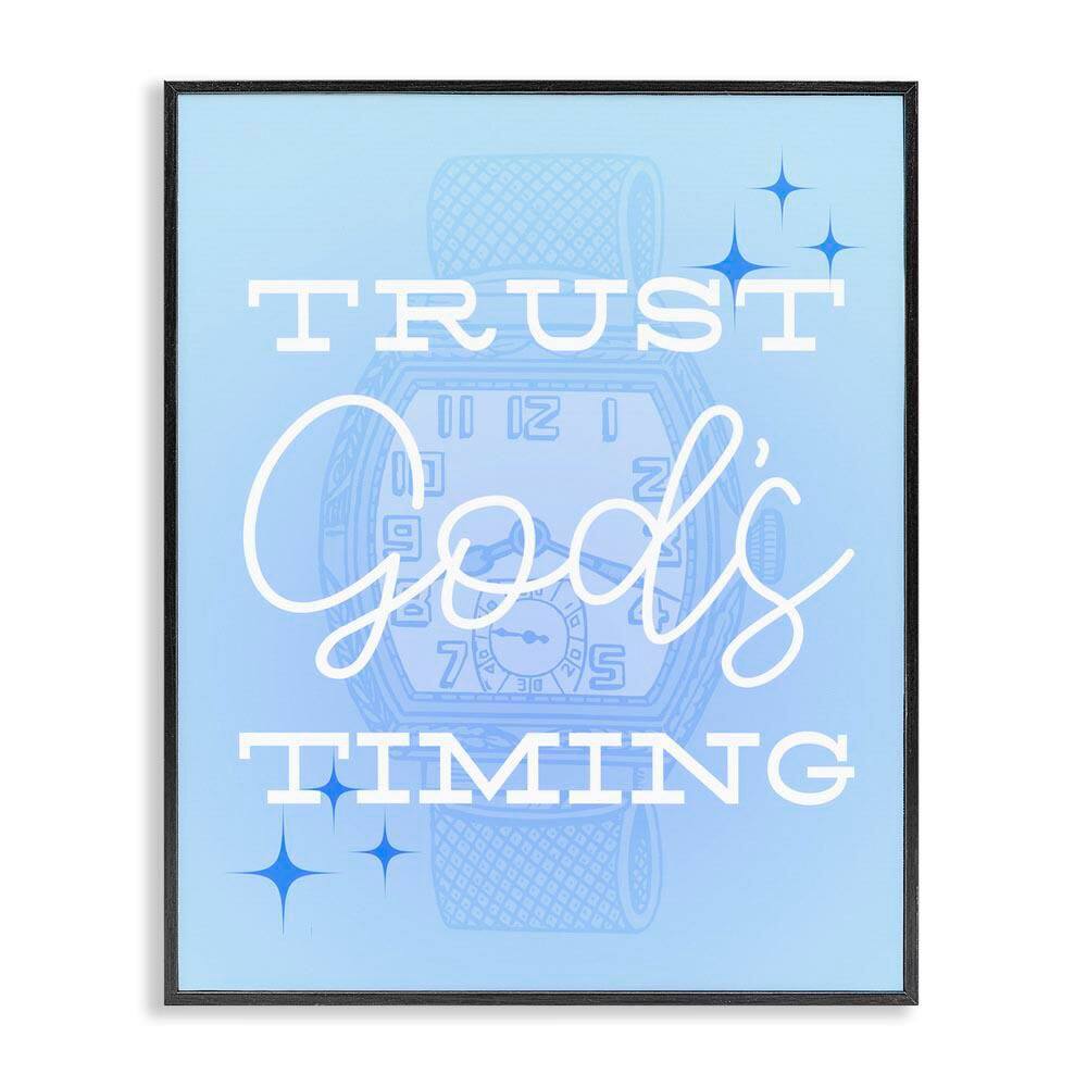 Trust Gods Timing Blue by Daphne Polselli Black Framed Religious Giclee Art Print 30 in. x 24 in. price history on PriceWatchPro