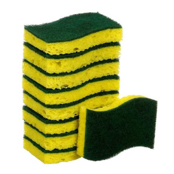 IEL Kitchen Scrub Sponges - Yellow and Green - 4 1/2-in L x 1 3/4-in T x  3-in W - 2 Per Pack