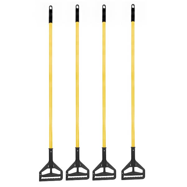 Alpine Industries 55 in. Quick Change Metal Mop Handle, Yellow (4-Pack)