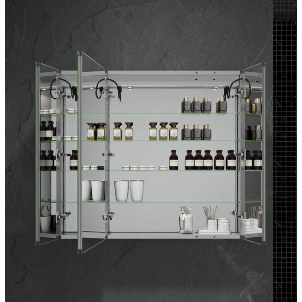 Silver Frameless LED Lighted Tri-view Medicine Cabinet