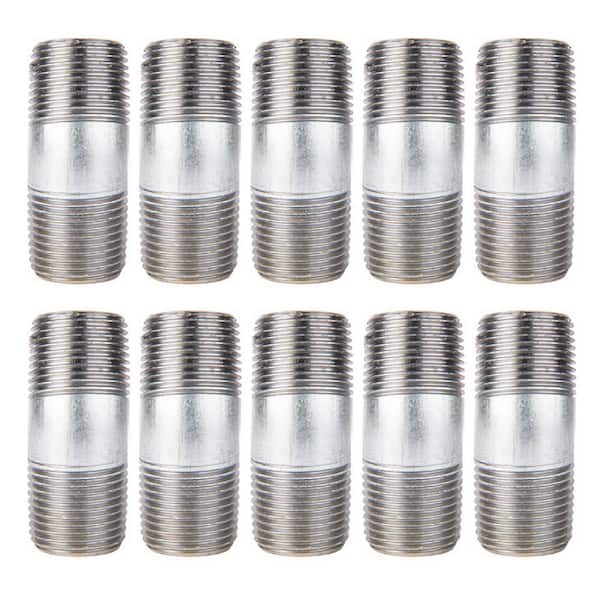 PIPE DECOR 1/2 in. x 2 in. Galvanized Steel Nipple (10-Pack)