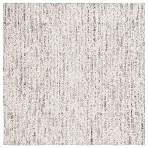SAFAVIEH Ebony Gray/Ivory 6 ft. x 6 ft. Diamond Square Area Rug