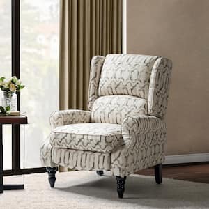 Bogazk Modern Grey Polyester Pattern Manual Recliner with Wingback and Rubber Wood Legs