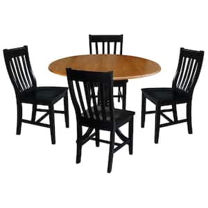 5-Piece 42 in. Black and Cherry Dual Drop Leaf Table Set with 4-Side chairs