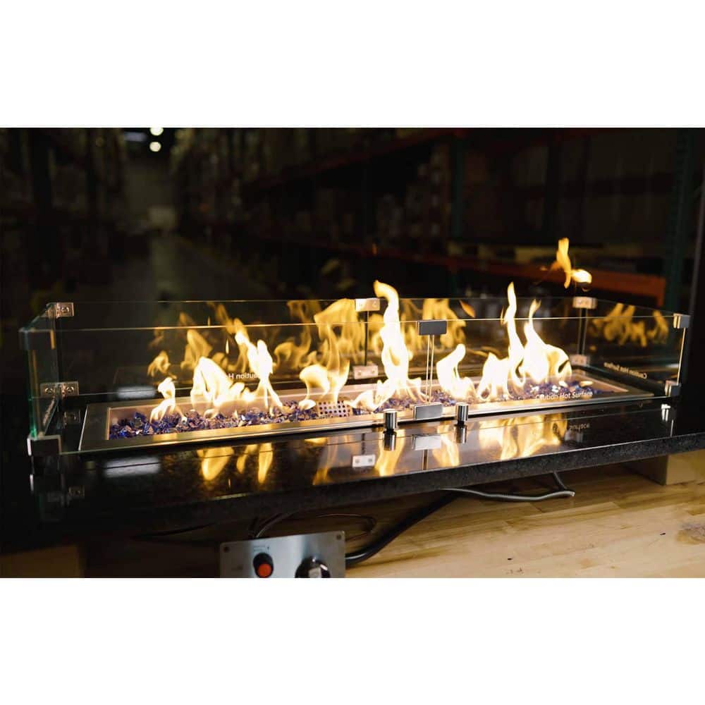 Clear Tempered Glass Fire Pit Wind Guard with Aluminum Fasteners