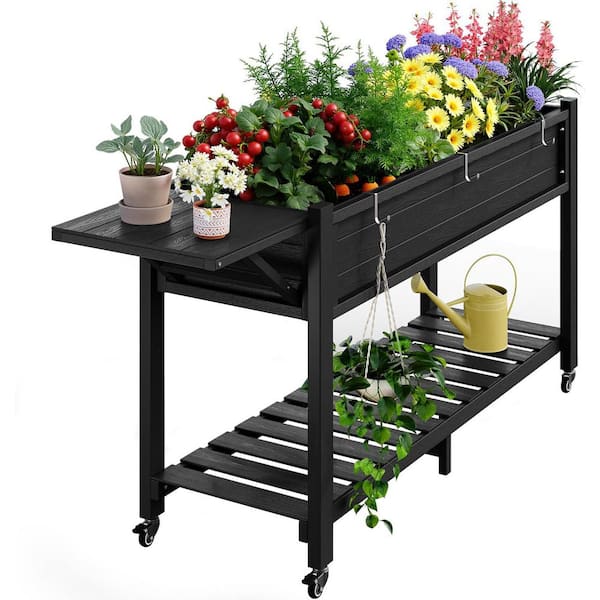 Mximu 57 in. x 18 in. x 30 in. Black HIPS Raised Garden Bed with