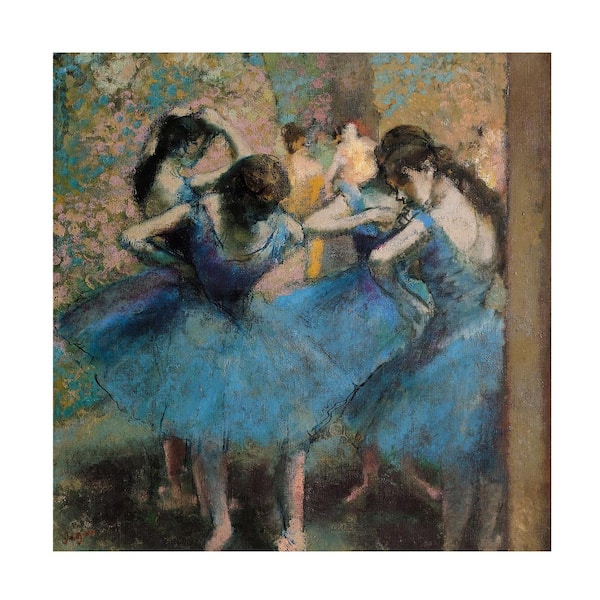 Trademark Fine Art Dancers in Blue, 1890 by Edgar Degas Floater Frame People Wall Art 14 in. x 14 in.
