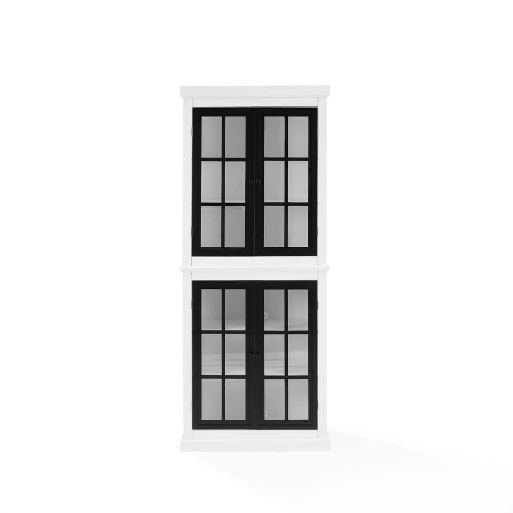 Tall White and Black Freestanding Storage Pantry with Adjustable Shelving