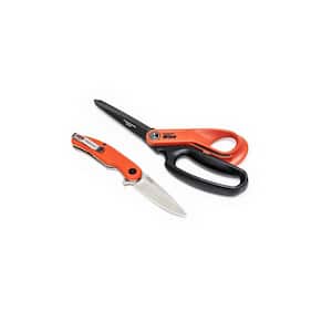 Wiss 10 in. Heavy Duty Titanium Coated Tradesmen Shears and 3.25 in. Steel Drop Point Pocket Knife Set (2-Piece)