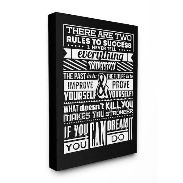 Stupell Industries 30 in. x 40 in. "Two Rules To Success Black and White Inspirational Typography" by TypeLike Canvas Wall Art