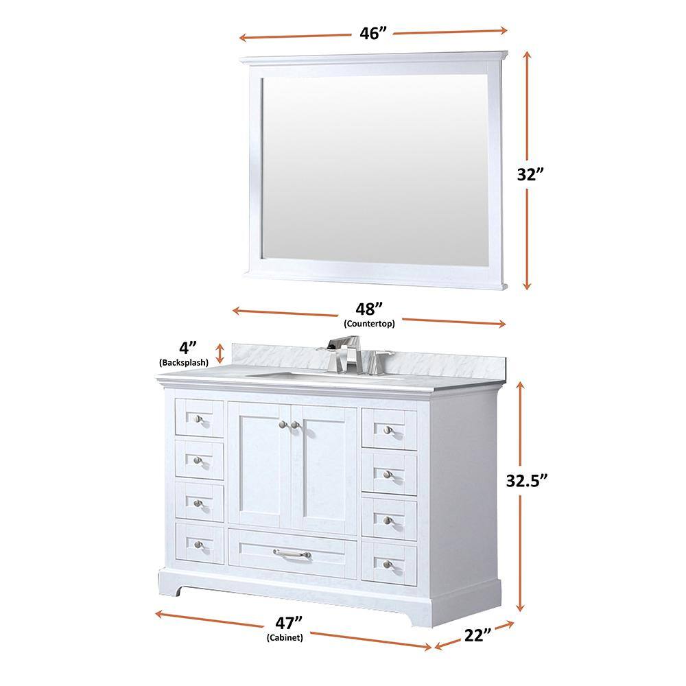 Dukes 48" White Marble Top Single Vanity with Sink