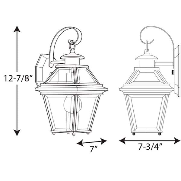 Burlington Collection 1-Light Antique Bronze Clear Beveled Glass New Traditional Outdoor Small Wall Lantern Light